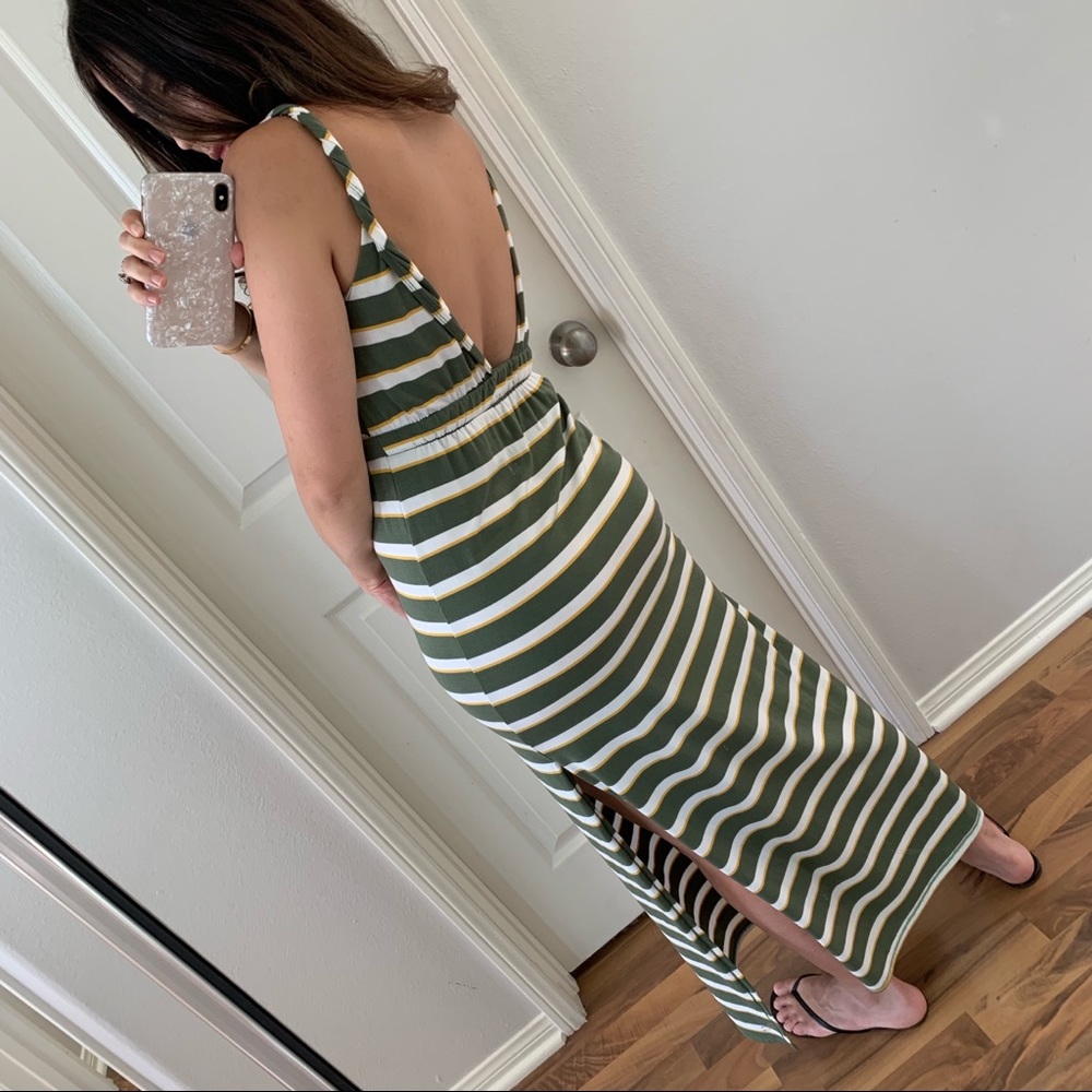 SOLD 🚫 Greece Green, Yellow, White Striped Maxi - Picture 7 of 7